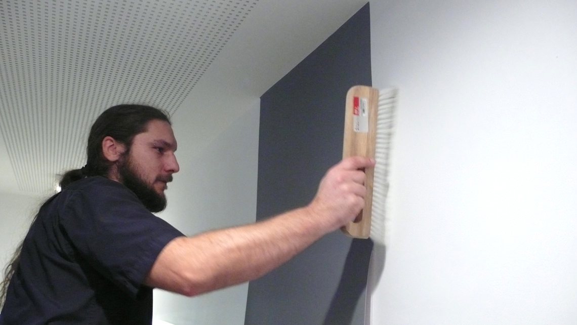 Wallpaper and logo as adhesive film