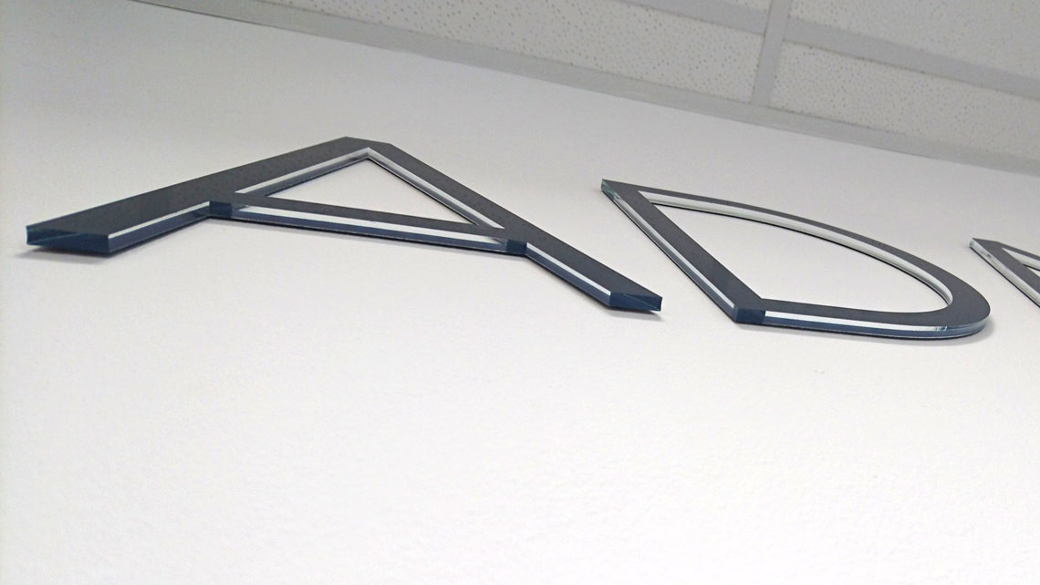 Floating acrylic letters