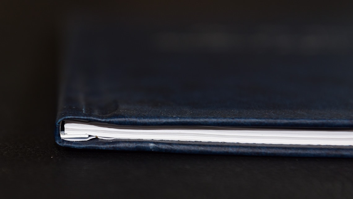 Hardcover binding built and clamped