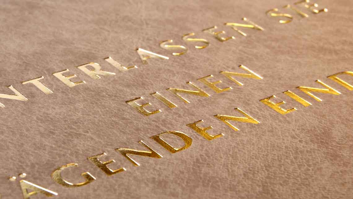 Hot foil stamping in gold and silver