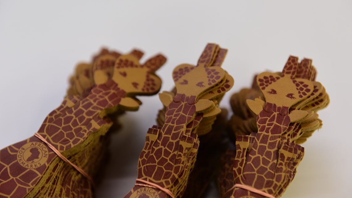 Leather bookmark with pad printing