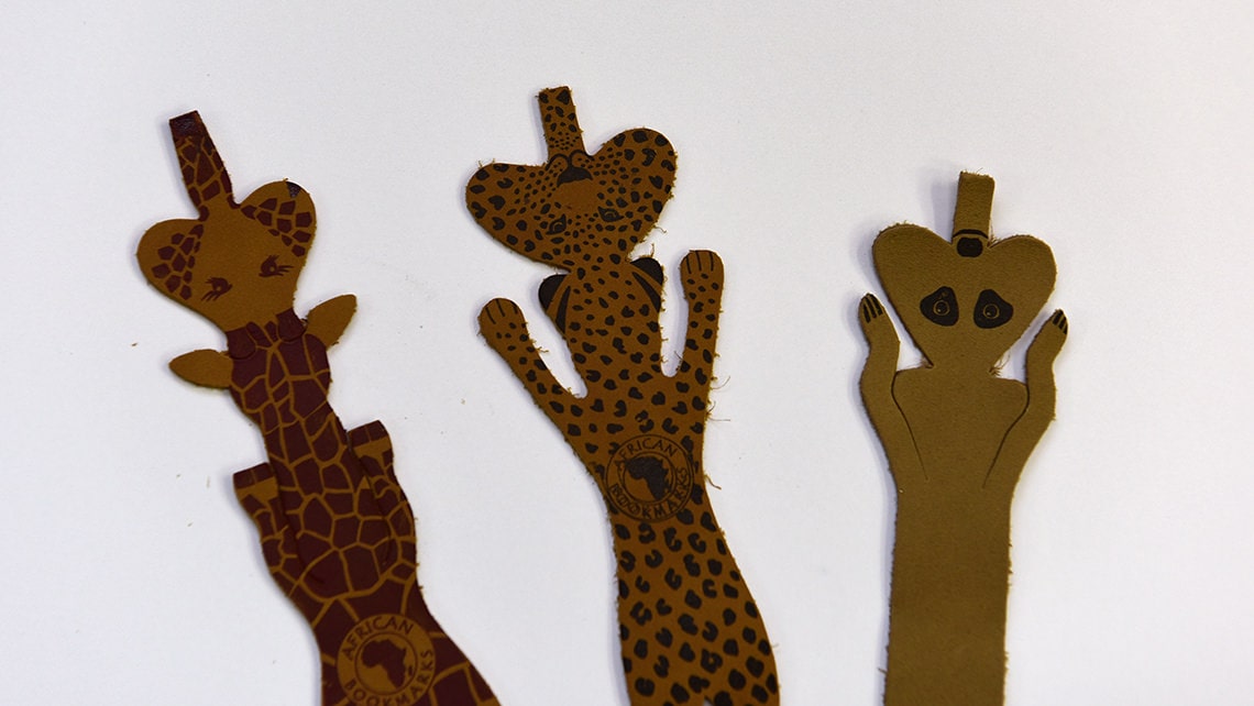 Leather bookmark with pad printing