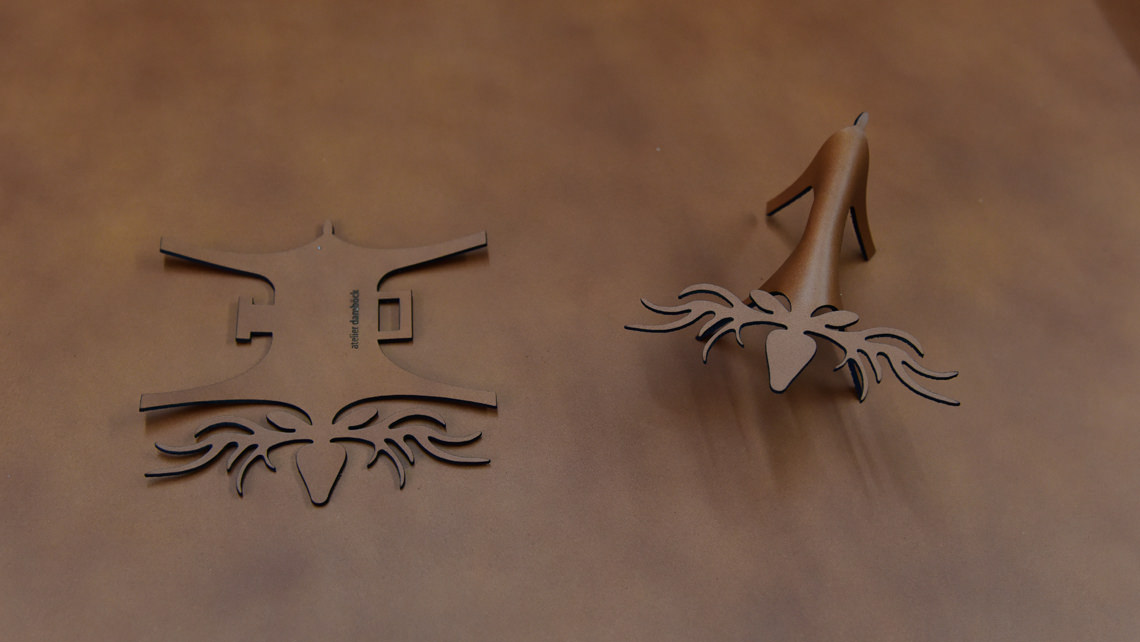 Stags laser-cut from leather