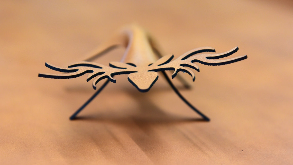 Stags laser-cut from leather