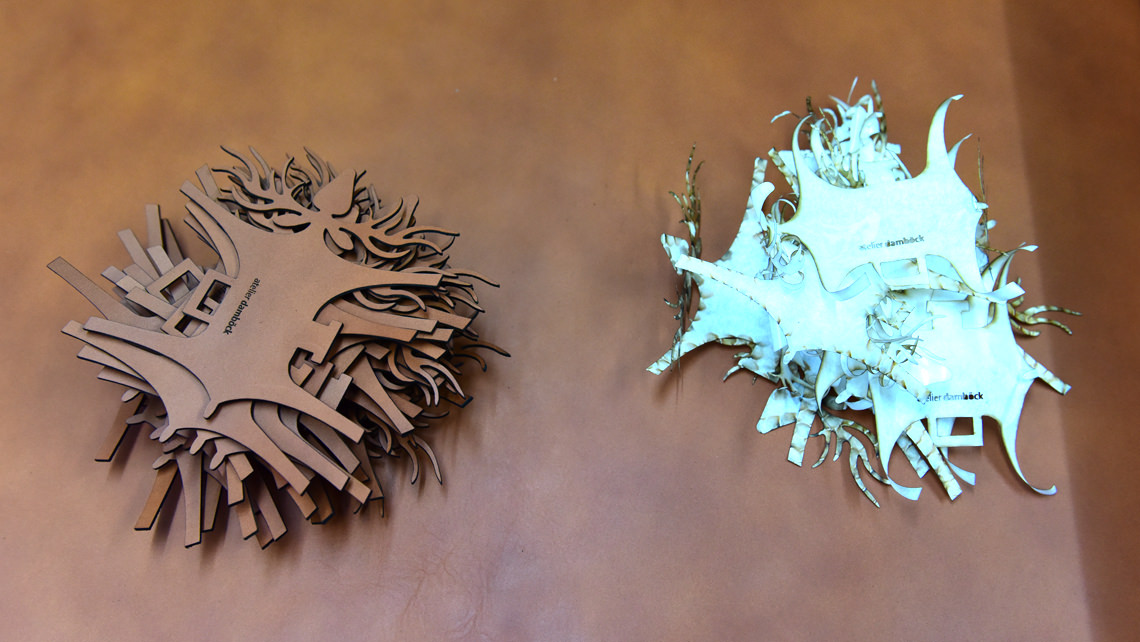 Stags laser-cut from leather